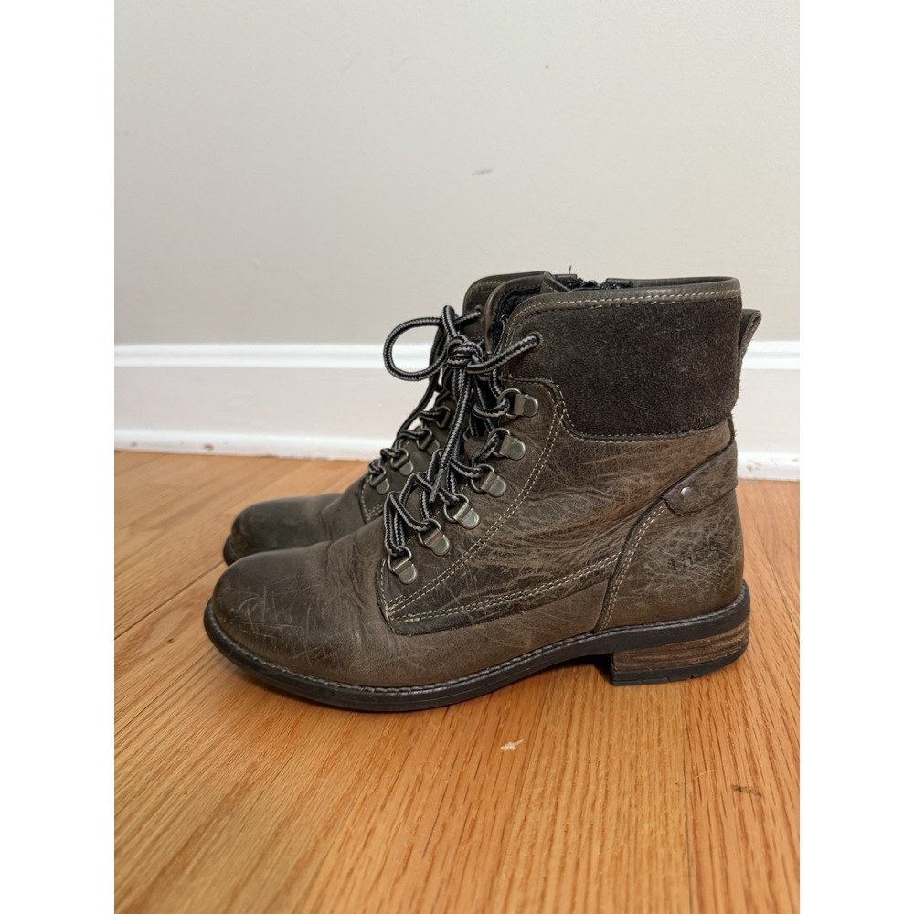 Taos Ringer Brown Leather Combat Boots Boho Grunge Sz 7 - 7.5 / 38 Festival